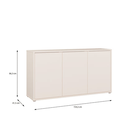 Alice Springs 3 Door Sideboard with Push-to-Open Doors and Drawer in Sand