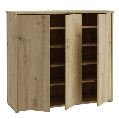 Alice Springs Shoe Cabinet with 3 Doors Push-to-Open in Artisan Oak