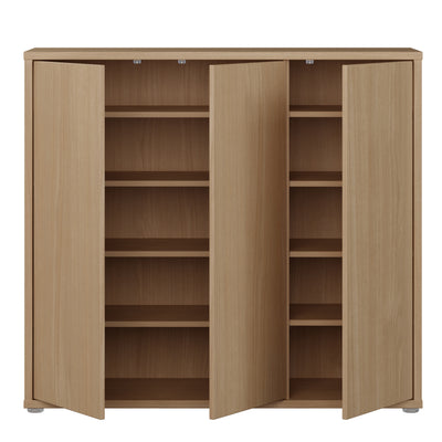 Alice Springs Shoe Cabinet with 3 Doors Push-to-Open in Elegancia Oak