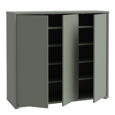 Alice Springs Shoe Cabinet with 3 Doors Push-to-Open in Sage Green