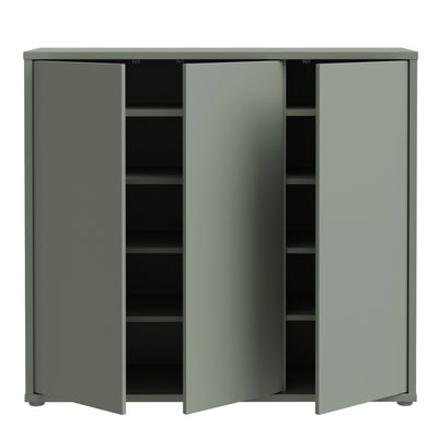 Alice Springs Shoe Cabinet with 3 Doors Push-to-Open in Sage Green