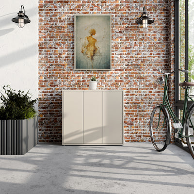 Alice Springs Shoe Cabinet with 3 Doors Push-to-Open in Sand