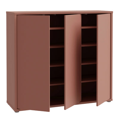 Alice Springs Shoe Cabinet with 3 Doors Push-to-Open in Terracotta