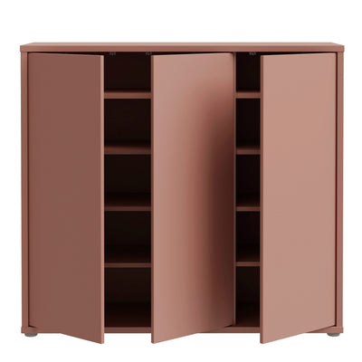 Alice Springs Shoe Cabinet with 3 Doors Push-to-Open in Terracotta