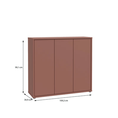 Alice Springs Shoe Cabinet with 3 Doors Push-to-Open in Terracotta