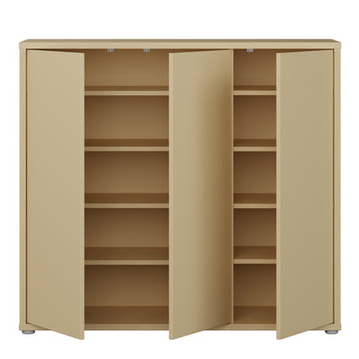 Alice Springs Shoe Cabinet with 3 Doors Push-to-Open in Butter Yellow