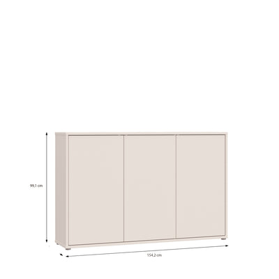 Alice Springs 3 Door Sideboard with Push-to-Open Doors in Sand
