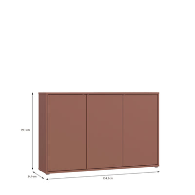 Alice Springs 3 Door Sideboard with Push-to-Open Doors in Terracotta