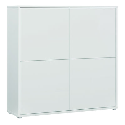 Alice Springs 4 Door Large Storage Cabinet with Push-to-Open Doors in Light Grey
