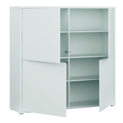 Alice Springs 4 Door Large Storage Cabinet with Push-to-Open Doors in Light Grey
