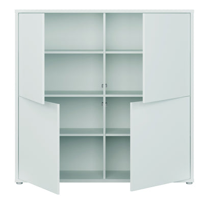 Alice Springs 4 Door Large Storage Cabinet with Push-to-Open Doors in Light Grey