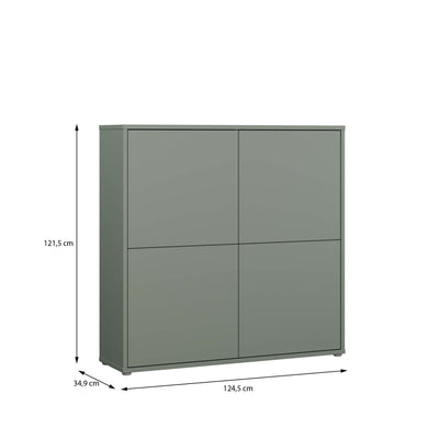 Alice Springs 4 Door Large Storage Cabinet with Push-to-Open Doors in Sage Green