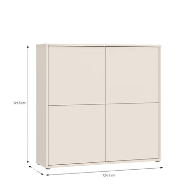 Alice Springs 4 Door Large Storage Cabinet with Push-to-Open Doors in Sand