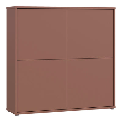 Alice Springs 4 Door Large Storage Cabinet with Push-to-Open Doors in Terracotta