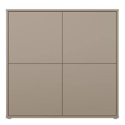 Alice Springs 4 Door Large Storage Cabinet with Push-to-Open Doors in Taupe
