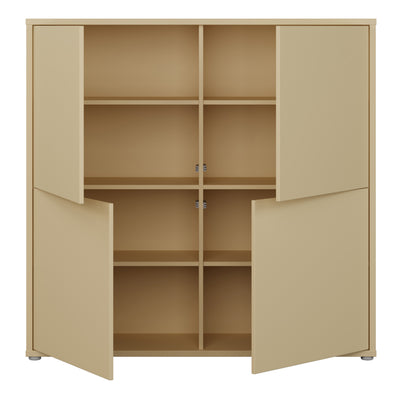 Alice Springs 4 Door Large Storage Cabinet with Push-to-Open Doors in Butter Yellow