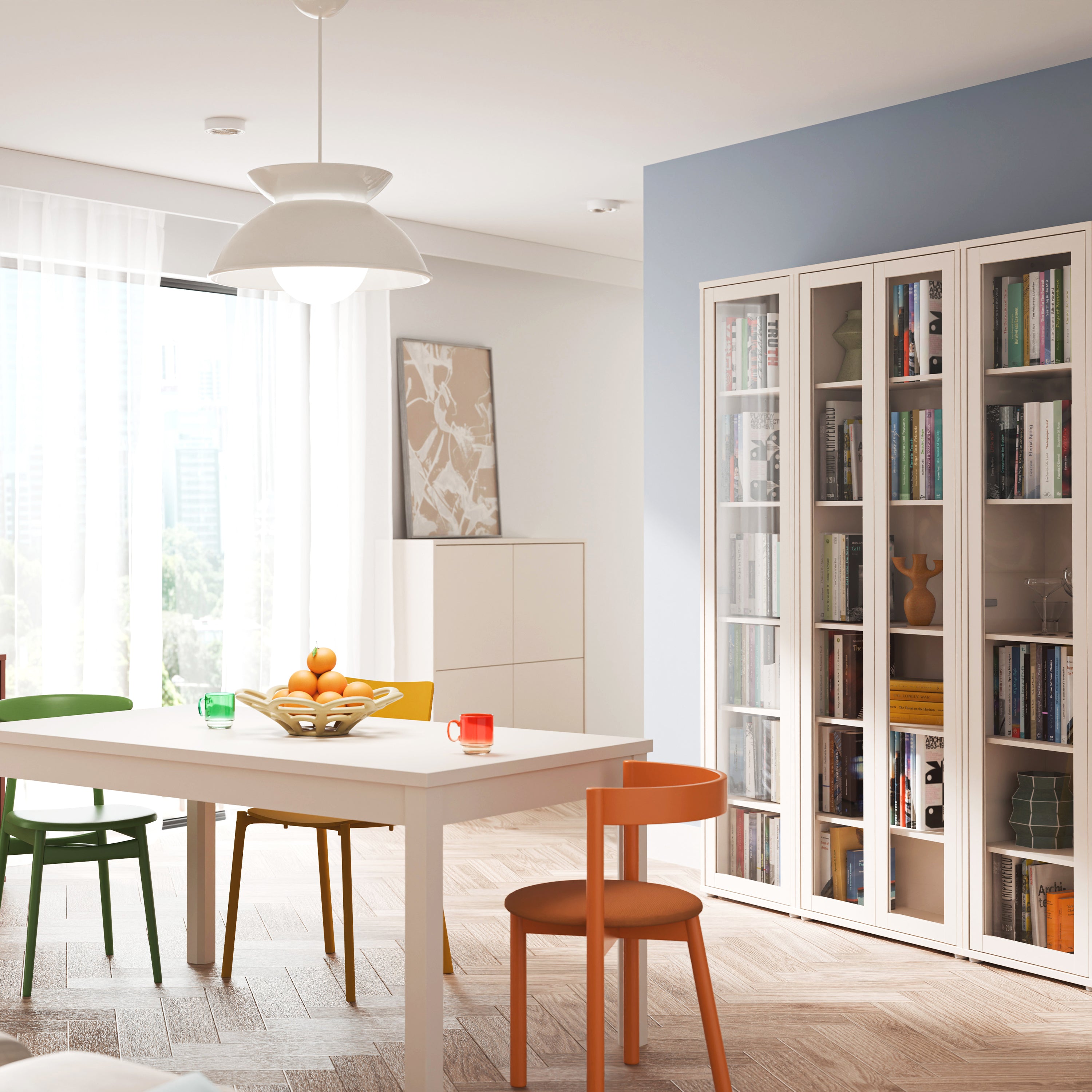 Alice Springs 4 Door Storage Cabinet with Push-to-Open Doors in Sand