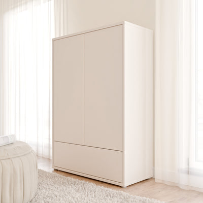 Alice Springs 2 Door Low Wardrobe with Push-to-Open Doors and Drawer in Sand