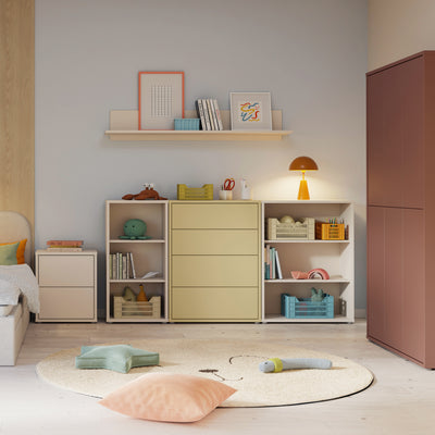 Alice Springs Low Wide Bookcase with Open Shelving in Sand