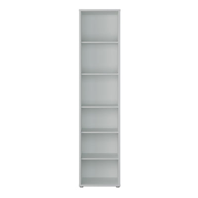 Alice Springs Tall Narrow Bookcase with 5 Shelves in Light Grey
