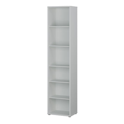 Alice Springs Tall Narrow Bookcase with 5 Shelves in Light Grey