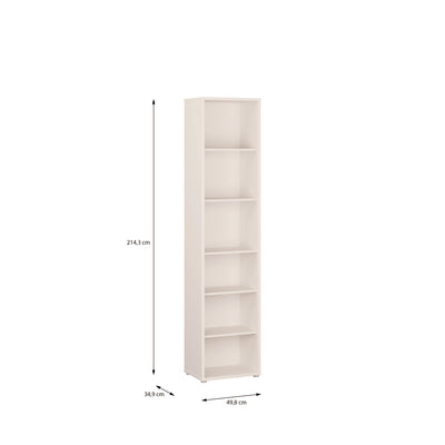 Alice Springs Tall Narrow Bookcase with 5 Shelves in Soft Neutral