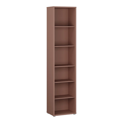 Alice Springs Tall Narrow Bookcase with 5 Shelves in Terracotta