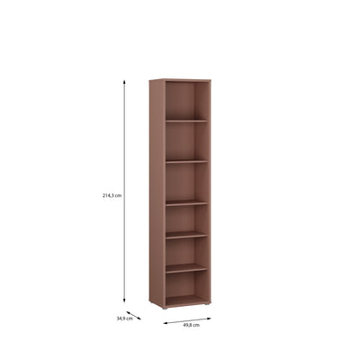 Alice Springs Tall Narrow Bookcase with 5 Shelves in Terracotta