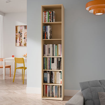 Alice Springs Tall Narrow Bookcase with 5 Shelves in Butter Yellow