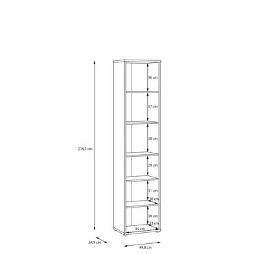 Alice Springs Tall Narrow Bookcase with 5 Shelves in Butter Yellow