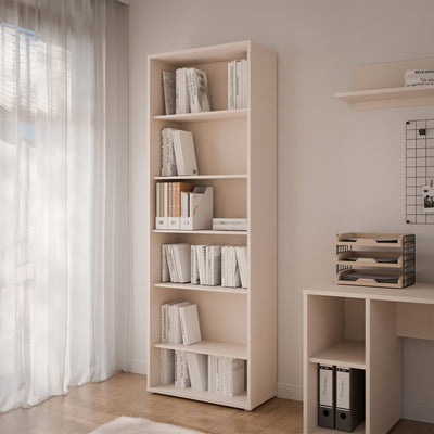 Alice Springs Tall Wide Bookcase with 5 Shelves in Sand