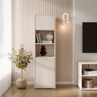 Alice Springs Tall Storage Cabinet with 2 Push-to-Open Doors & 1 Shelf in Sand