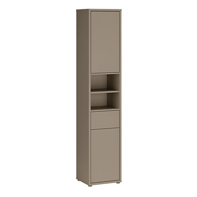 Alice Springs Tall Narrow Bathroom Storage Cabinet with 2 Doors Push-to-Open & 1 Drawer Push-to-Open in Taupe