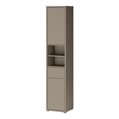 Alice Springs Tall Narrow Bathroom Storage Cabinet with 2 Doors Push-to-Open & 1 Drawer Push-to-Open in Taupe