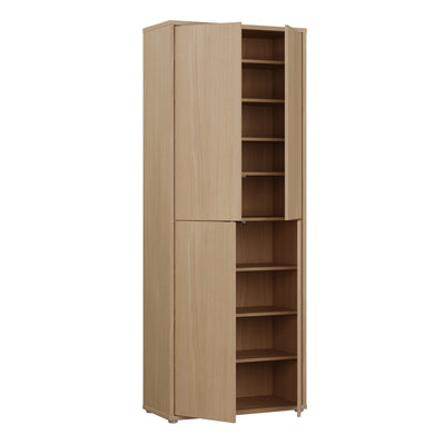Alice Springs Tall Shoe Cabinet with 4 Doors Push-to-Open in Elegancia Oak