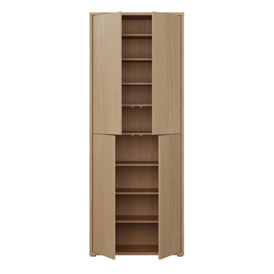 Alice Springs Tall Shoe Cabinet with 4 Doors Push-to-Open in Elegancia Oak