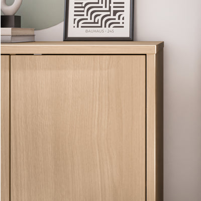 Alice Springs Tall Shoe Cabinet with 4 Doors Push-to-Open in Elegancia Oak