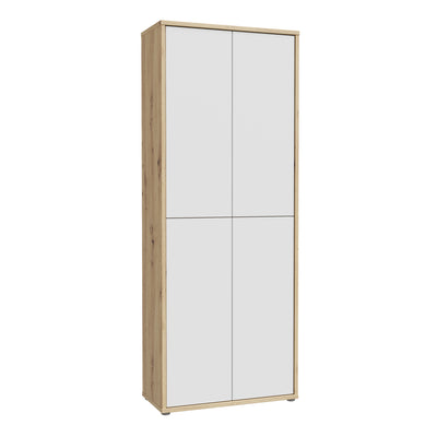Alice Springs Shoe Cabinet with 4 Doors Push-to-Open in Artisan Oak and Light Grey Doors