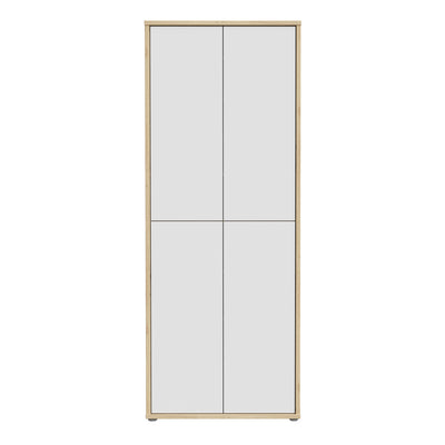 Alice Springs Shoe Cabinet with 4 Doors Push-to-Open in Artisan Oak and Light Grey Doors
