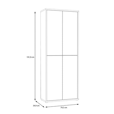 Alice Springs Shoe Cabinet with 4 Doors Push-to-Open in Artisan Oak and Light Grey Doors