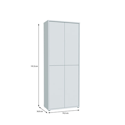 Alice Springs Tall Shoe Cabinet with 4 Doors Push-to-Open in Light Grey