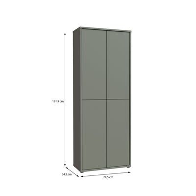 Alice Springs Tall Shoe Cabinet with 4 Doors Push-to-Open in Sage Green