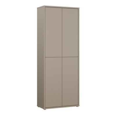 Alice Springs Tall Shoe Cabinet with 4 Doors Push-to-Open in Taupe
