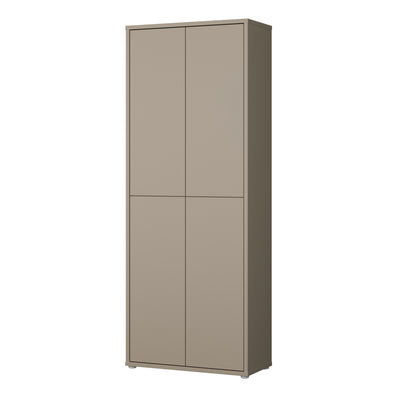 Alice Springs Tall Shoe Cabinet with 4 Doors Push-to-Open in Taupe
