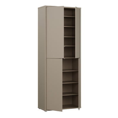 Alice Springs Tall Shoe Cabinet with 4 Doors Push-to-Open in Taupe
