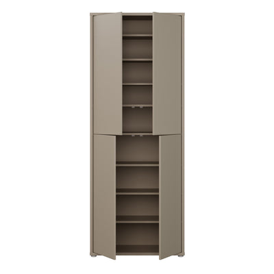 Alice Springs Tall Shoe Cabinet with 4 Doors Push-to-Open in Taupe