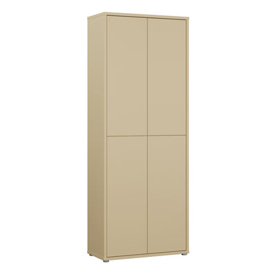 Alice Springs Tall Shoe Cabinet with 4 Doors Push-to-Open in Butter Yellow