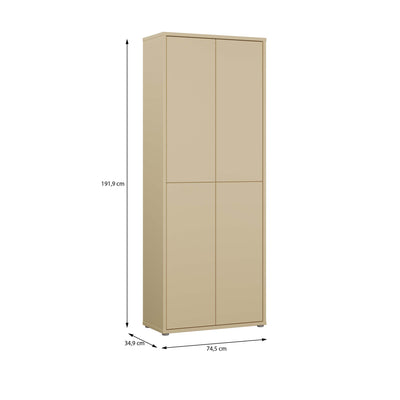 Alice Springs Tall Shoe Cabinet with 4 Doors Push-to-Open in Butter Yellow