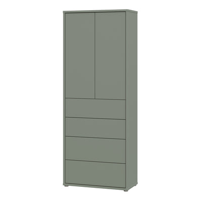 Alice Springs Tall Storage Cabinet with Push-to-Open Doors & 4 Drawers in Sage Green