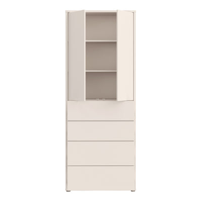 Alice Springs Tall Storage Cabinet with Push-to-Open Doors & 4 Drawers in Sand